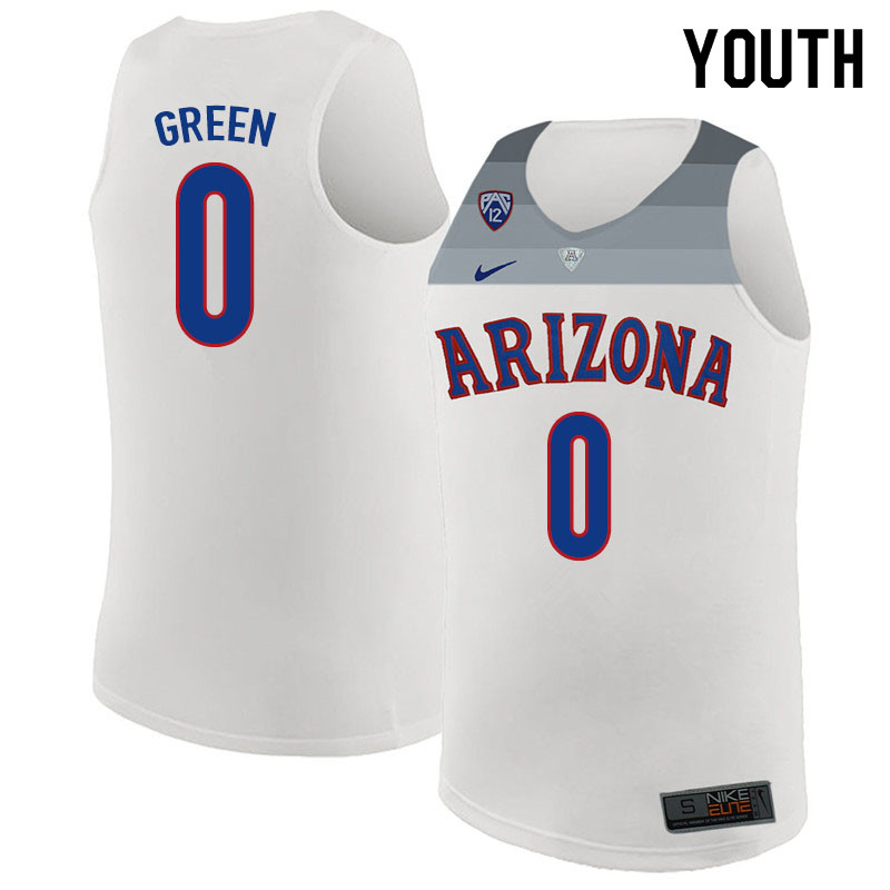Youth #0 Josh Green Arizona Wildcats College Basketball Jerseys Sale-White - Click Image to Close